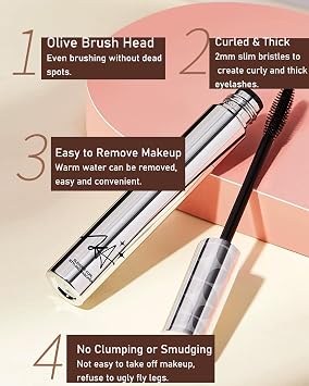 Black Mascara for Older Women 60 Plus,Waterproof Mascara Primer Makeup,2Pcs | Hypoallergenic Tubing Mascara Volume and Length,Long Lasting with Thinning Lashes Volumizing Mascara for Sensitive Eyes-01