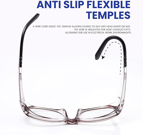 Miniatura 66 de Gafas de seguridad con certificación ANSI Z87.1, gafas protectoras antivaho e inastillables, gafas de seguridad ligeras para construcción, Negro