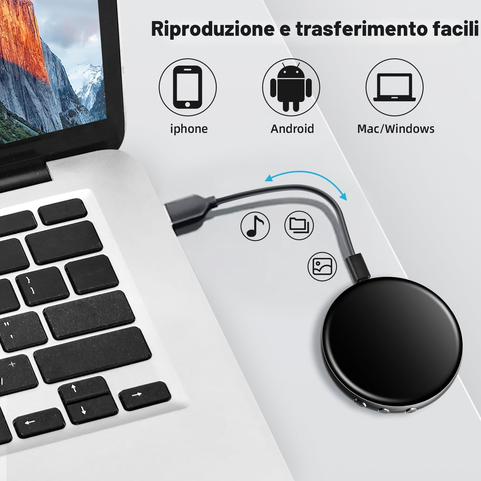 64GB Registratore Vocale, Mini Registratore Portatile ad Attivazione Vocale Registratori Professionale con Riduzione del Rumore per Università Riunioni interviste, lezioni, corsi conferenze