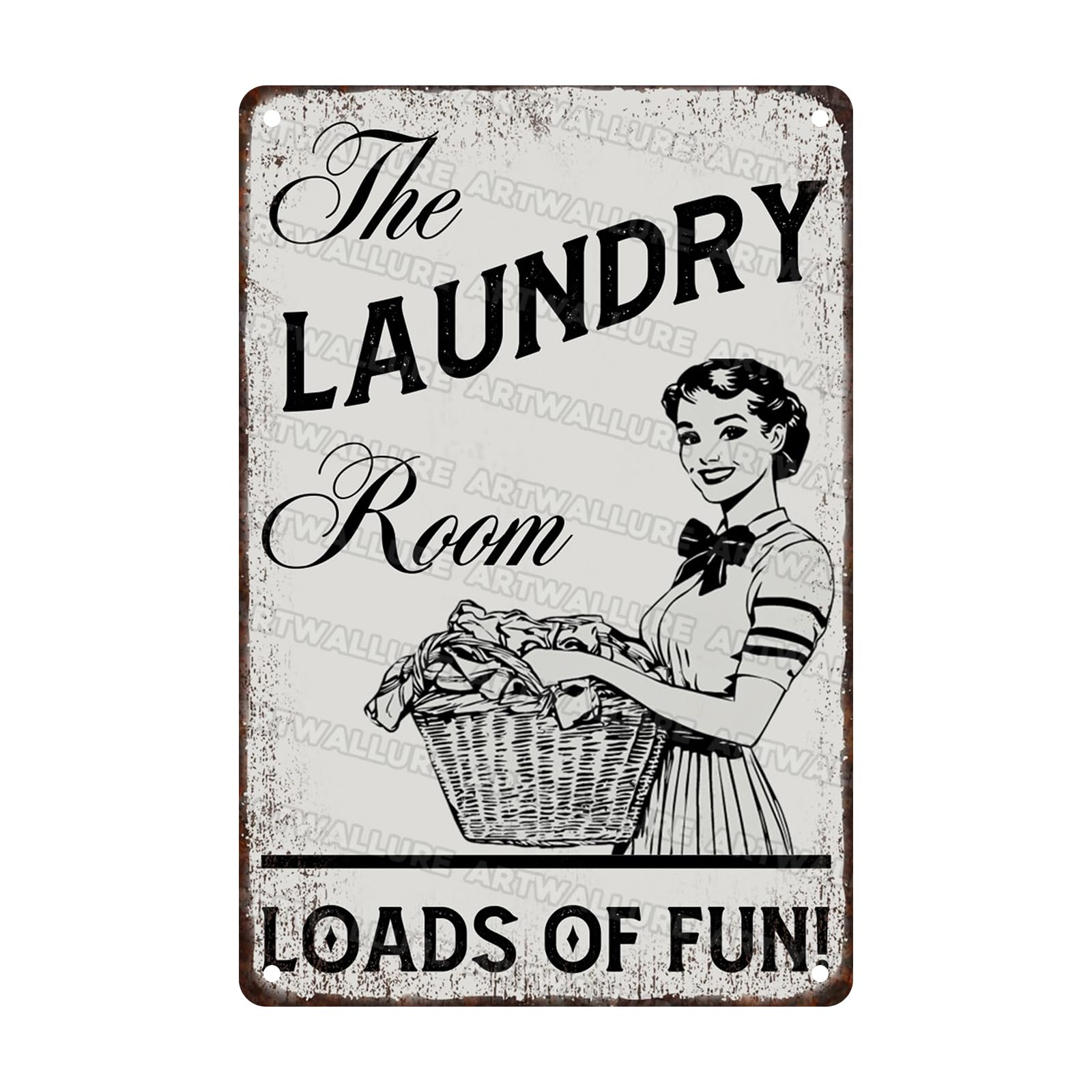 Funny Laundry Room Sign “Laundry Loads of Fun” - Vintage Farmhouse Wall Decor for Bathroom Home Utility Room 8x12 Inch