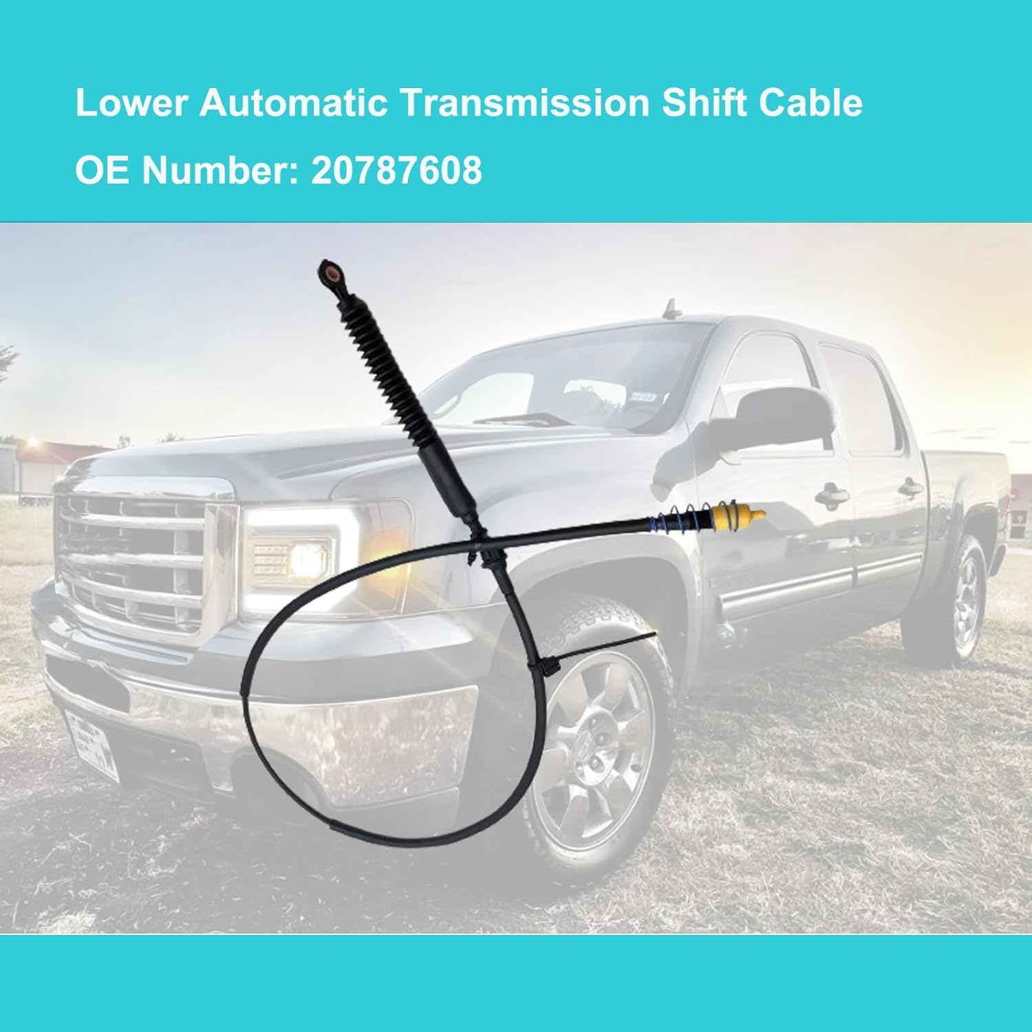 Lower Automatic Transmission Shift Cable Automatic Transmission Gearshift Control Lever Selctor Cable for Escalade Silverado for Suburban Sierra Yukon Avalanche Replaces 20787608
