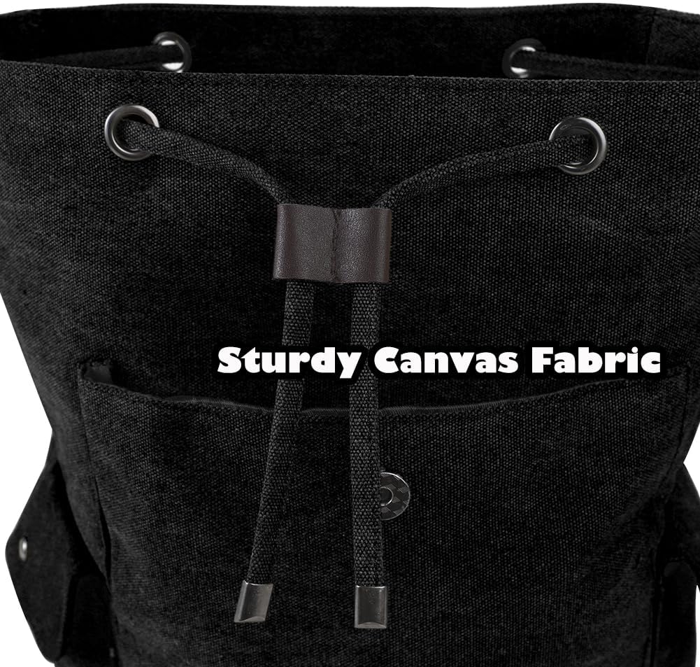 SIQITECHNO Canvas Backpack Vintage Backpack College Backpack for Men Women Rucksack Bookbag Gift for Men Fits 14 Inch Laptop - Image 3