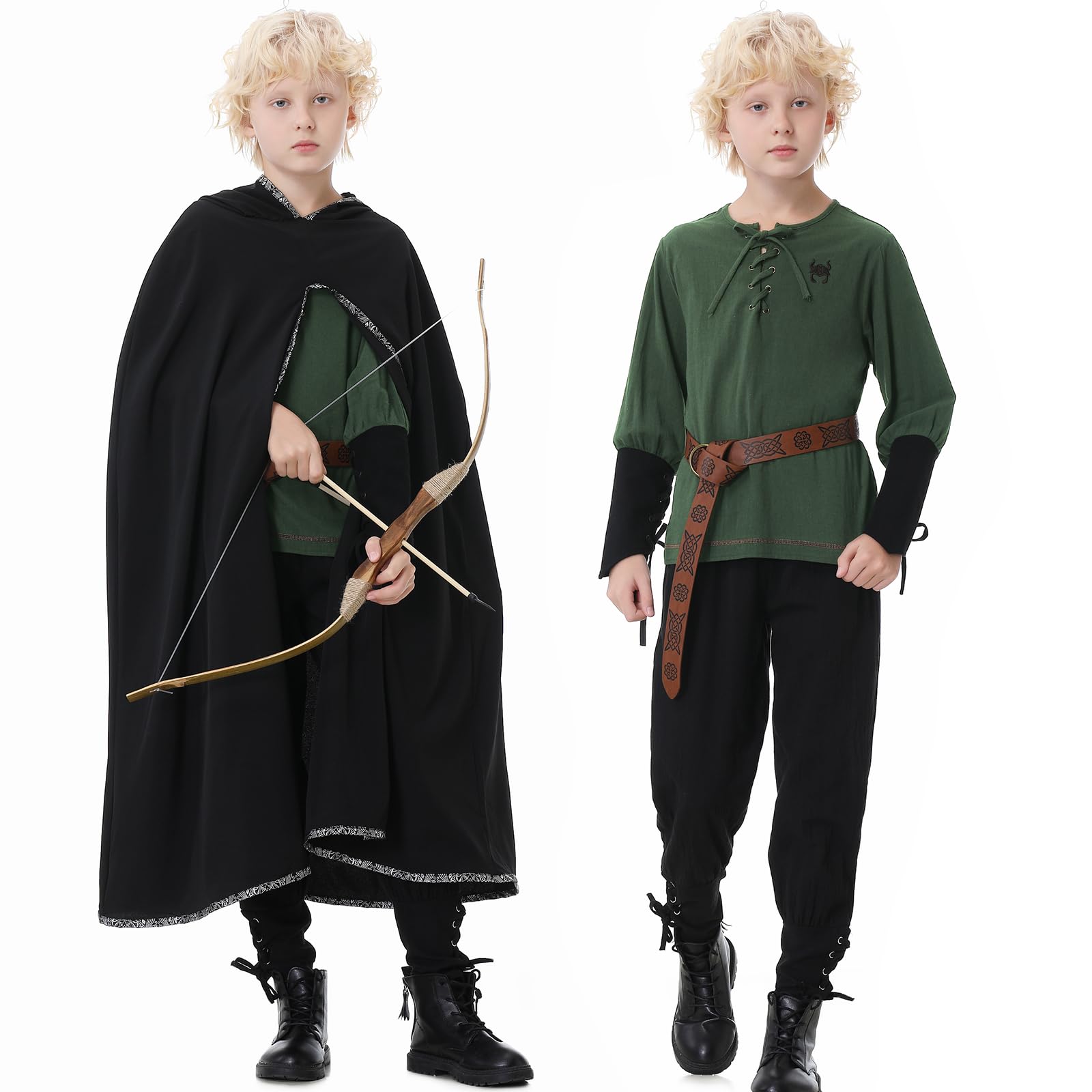 Ezuwail Costume da vichingo medievale per bambini, rinascimentale, per Halloween, Fiera di Ren