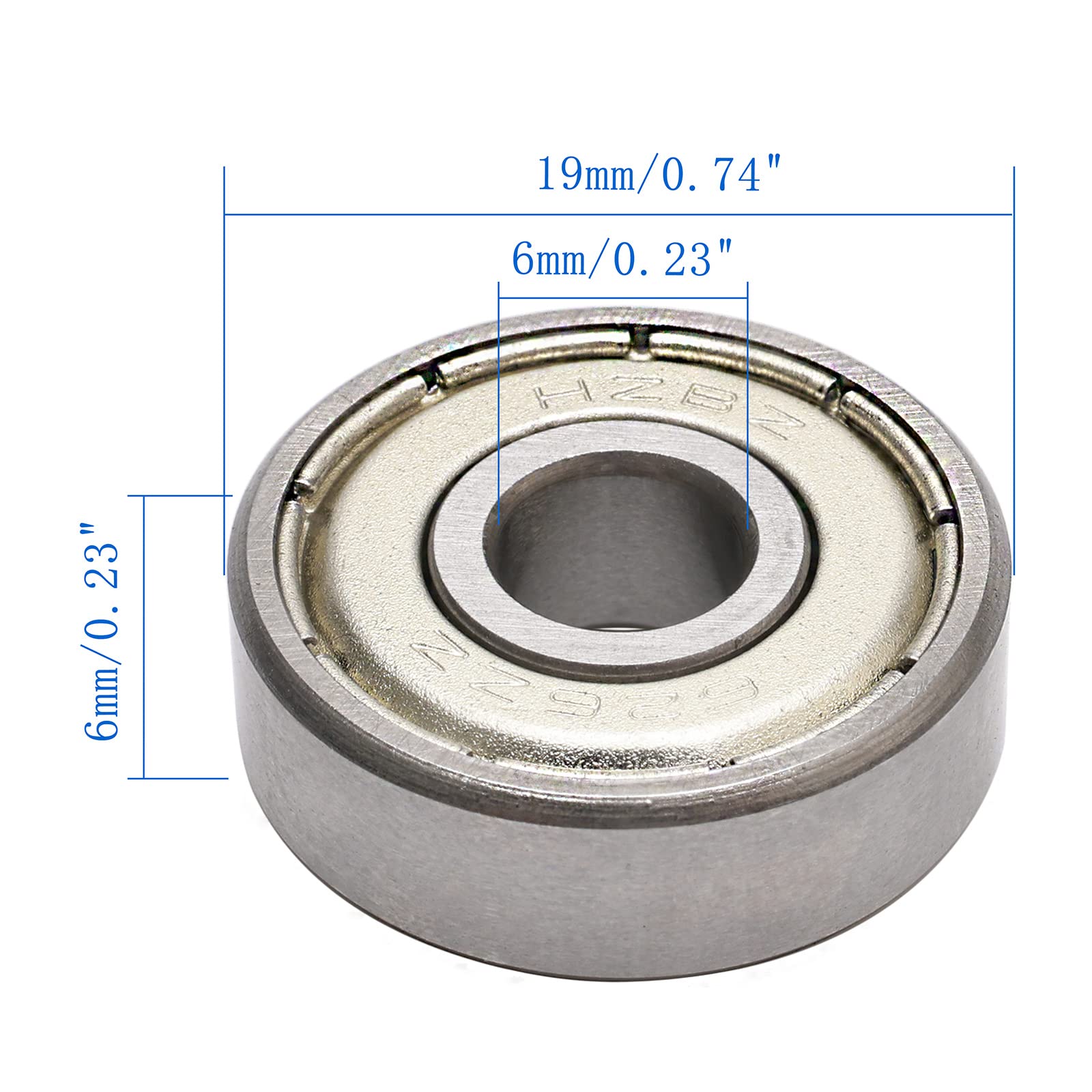 Newzoll 626ZZ 626Z 80026 6x19x6mm Steel Ball Bearings, 10PCS