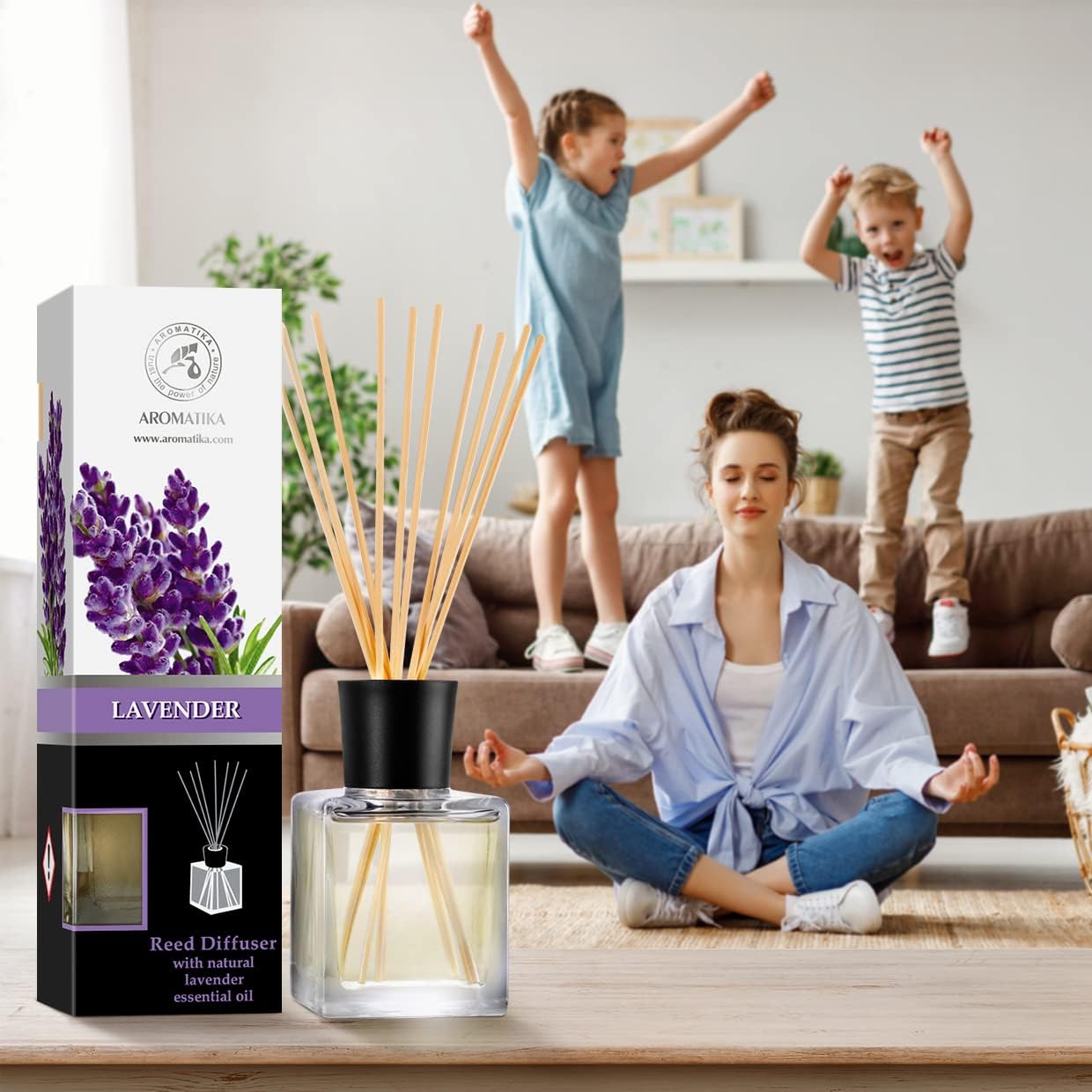 Reed Diffuser with Natural Essential Oil Lavender 6.8 Fl Oz - Scented Reed Diffuser - Gift Set with Bamboo Sticks - Best for Aromatherapy - SPA - Home - Office - Fitness Club - Image 6