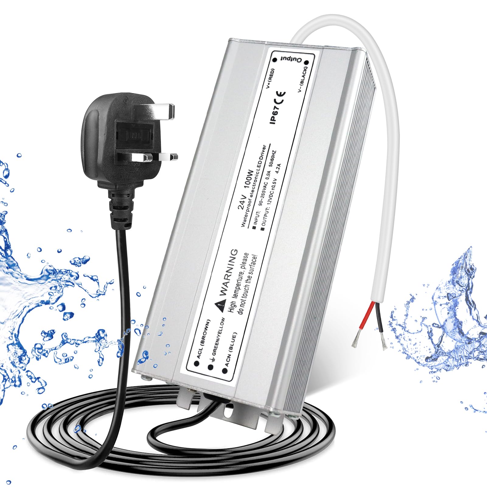 LightingWill 24V 4.16A 100W Power Supply IP67, Outdoor Waterproof LED Driver With Plug, AC 240V to DC 24 Volt Transformer for LED Lighting, CCTV, Computer Project — image 1