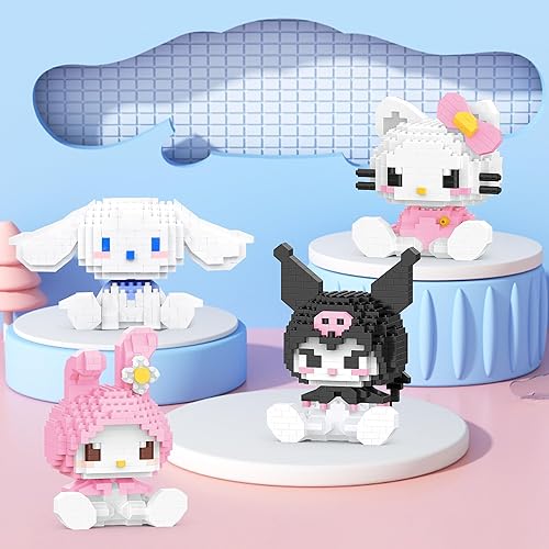 Miniatura 4 de Kawaii Kitty - Juego de bloques de construcción - Figuras 3D de gatitos y amigos - 4 piezas de rompecabezas de ladrillos de dibujos animados para