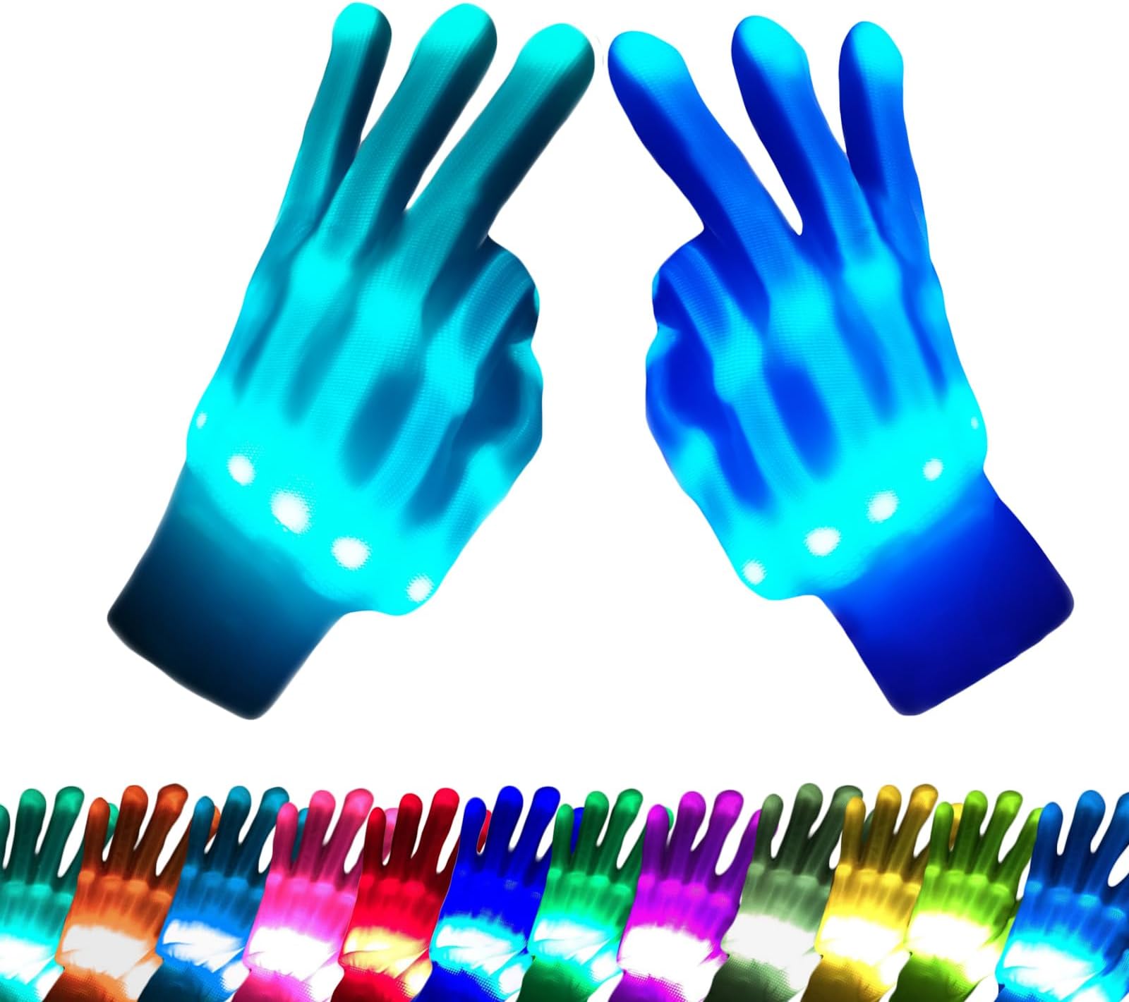 COLEDRE Kids Toys 12 Colors LED Gloves Cool Toys Gifts for Age 5-7 8-12 Years Old Boys Girls Stocking Stuffers Kids Teens Christmas Halloween Costumes Light Up Gloves Birthday Parties Gifts (1 Pair M)