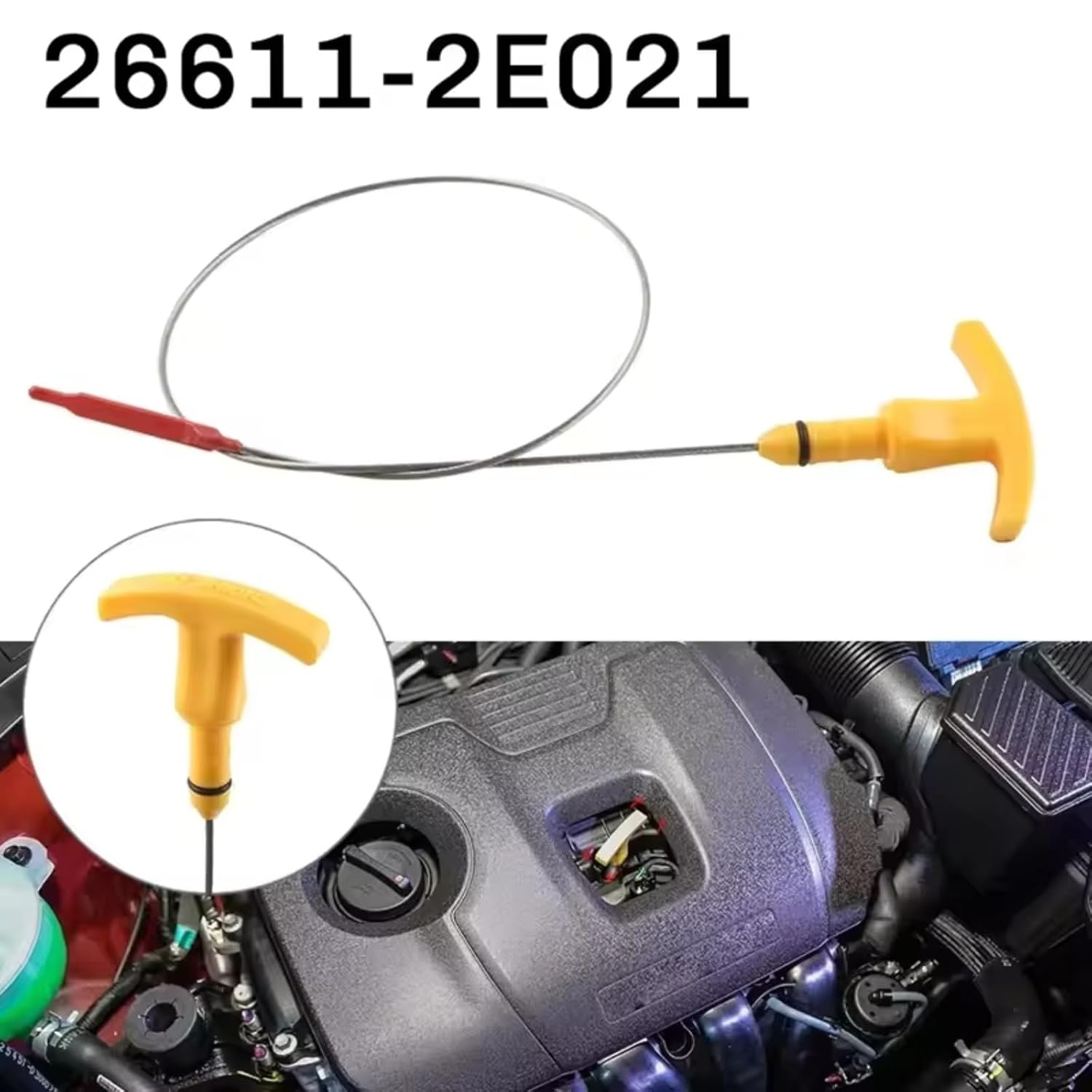 Automotive Oil Level Gauge Compatible with Hyundai for Elantra 2011 2012 2013 2014 2015 2016 2017 2018 Car Engine Oil Dipstick Accessories OEM: 26611-2E021