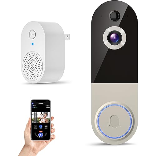 Wireless Doorbell Camera with Rechargeable Battery, 1080P Resolution, 2-Way Audio, Night Vision, AI Human Detection, Cloud Storage, 2.4G WiFi