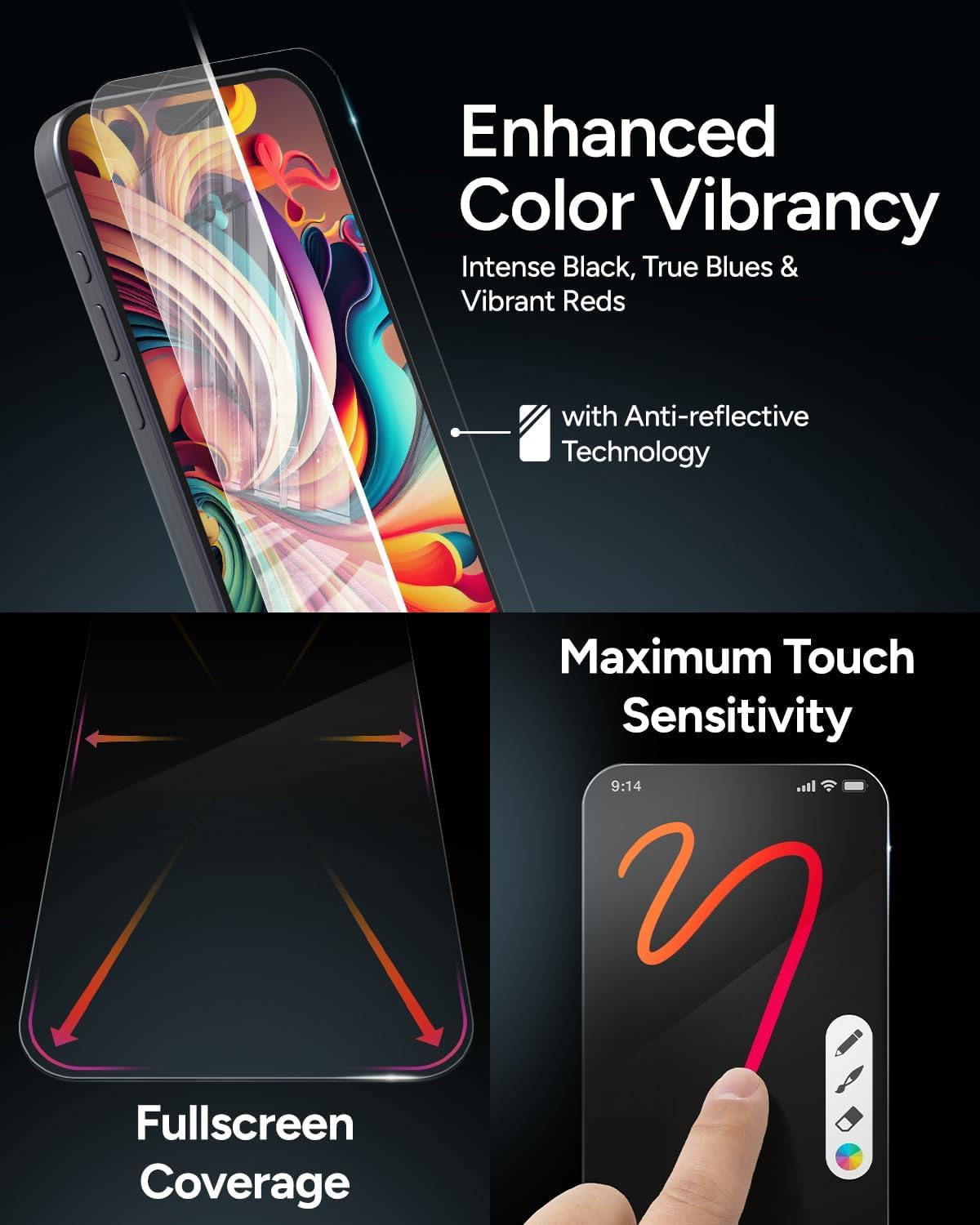 ZAGG InvisibleShield Glass XTR4 iPhone 16/15 Screen Protector - Blue-Light Filtration, 11X Stronger, Scratch & Smudge-Resistant Surface, Anti-Reflective Technology, Install Tray Included