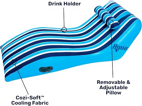 Aqua Ultra-Comfort Floating Pool Chair & Lake Raft with Pillow Heavy Duty Pool Float, Lake Floating Chair