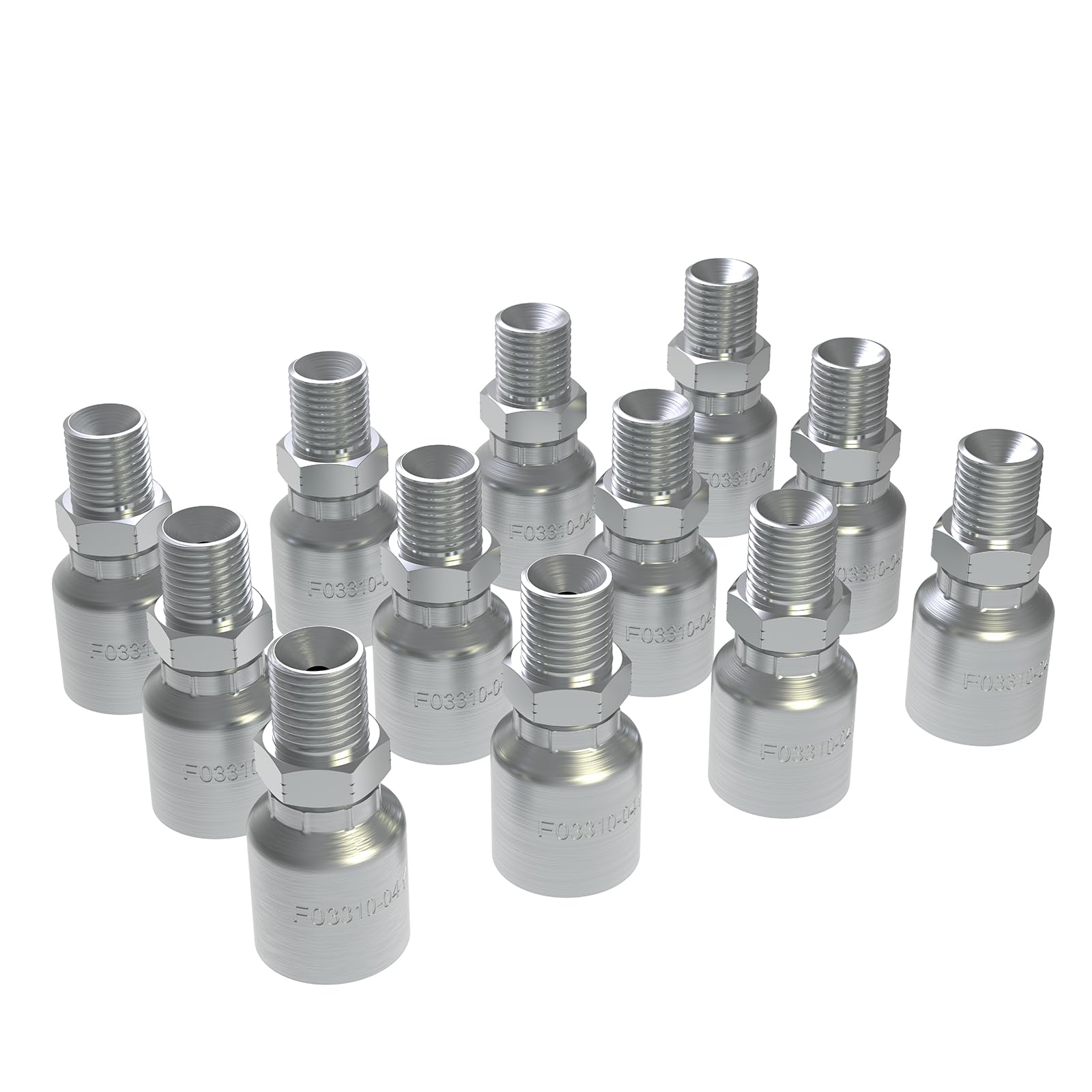 12PCS 1/4 inch Hydraulic Hose Fittings 1/4" Hose x 1/4" NPTF Male Pipe Hydraulic Hose Crimp Fitting Ends for Air Hose Repair Kit