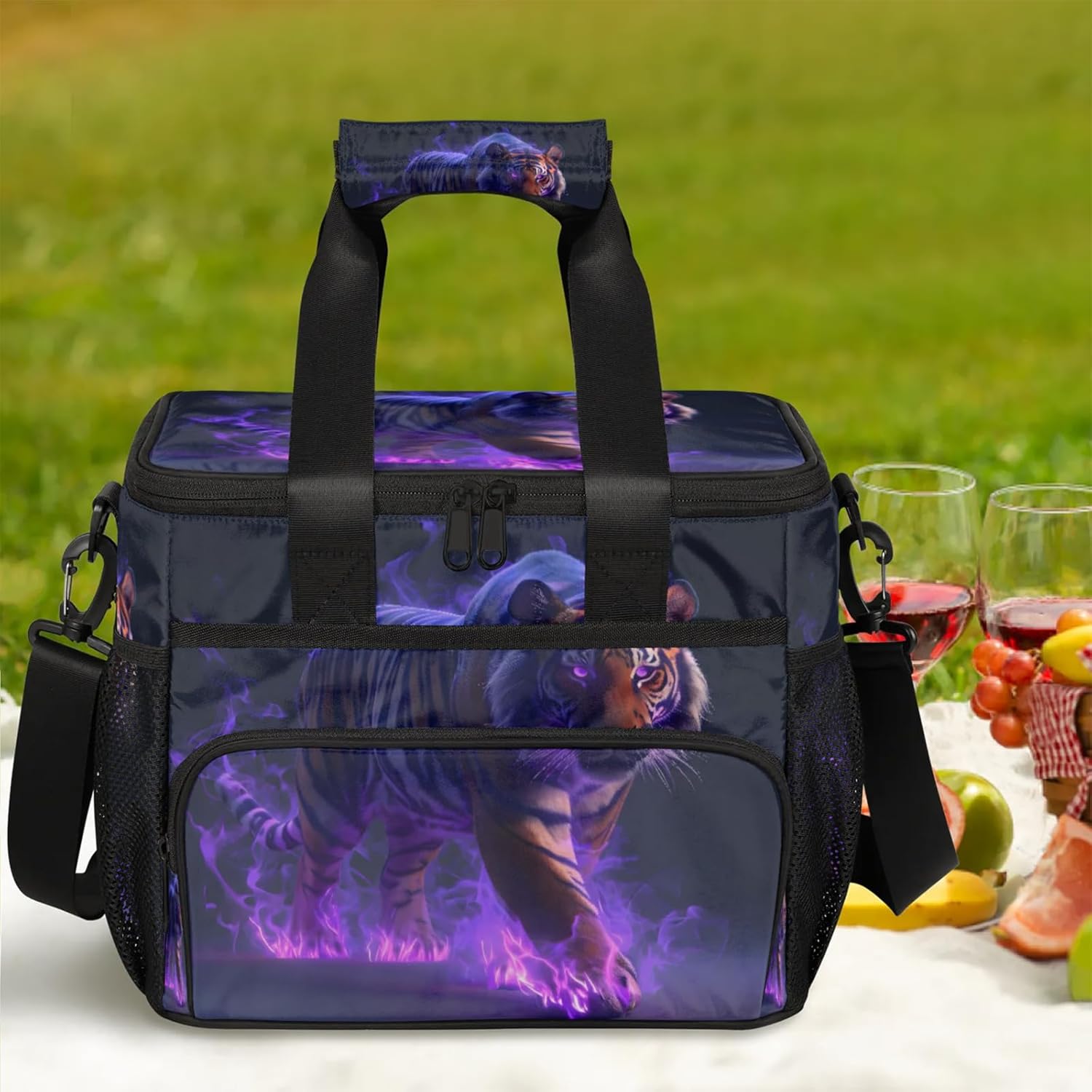 Cool Tiger Insulated Large Lunch Bag Lunchbox Reusable Leakproof Cooler Bags with Shoulder Strap for Adult Men Women Work Picnic