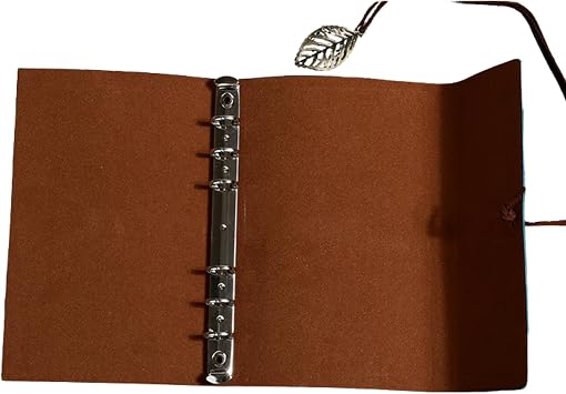 Coverzone Vintage Leaf Motif PU Leather Notebook – 80 Page Unlined Diary, 14.5x10.5 cm, Leaf Shaped Metal Closure Retro Agenda & Notepad, Travel Notebook, Travel Journal (Tile)