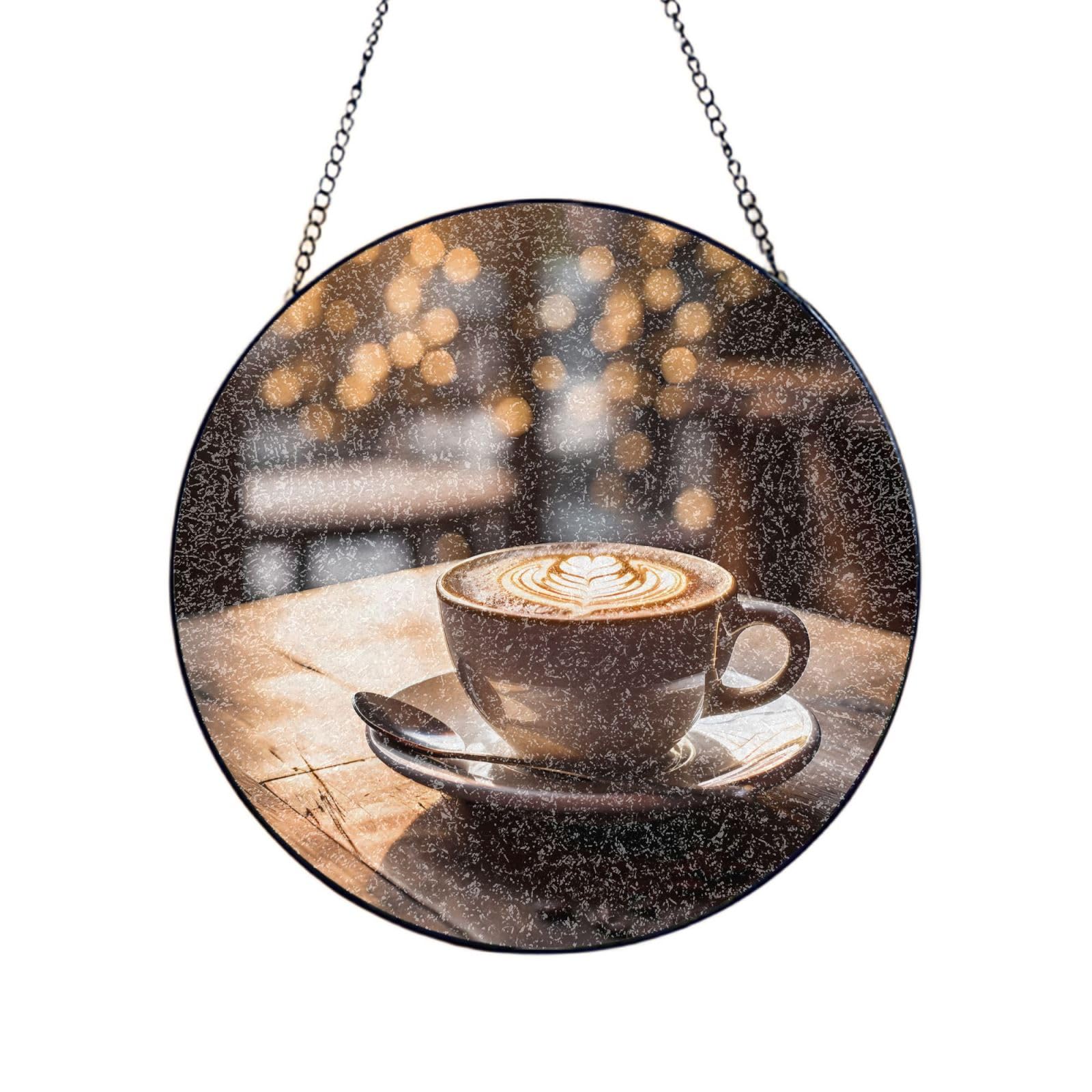 Phayah Caffeine Print Stained Glass Window Hanging Sun Catchers Decoration Mother'S Day Birthday Gifts For Home Garden Porch 12in（30cm）