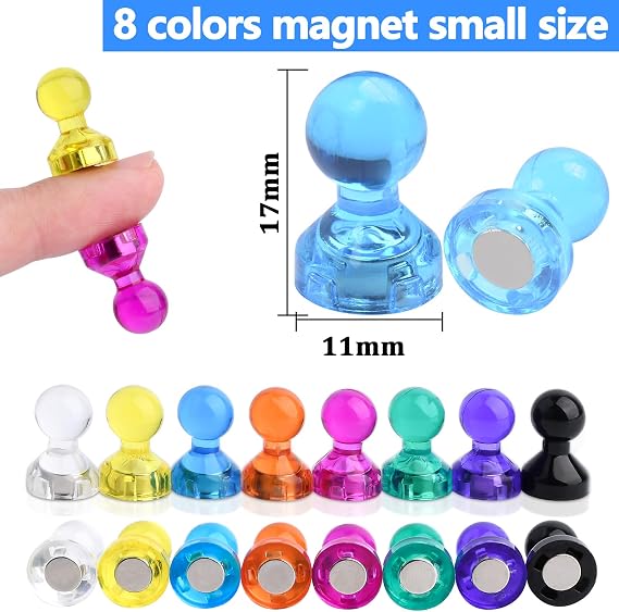 64PCS Colorful Push Pin Magnets,Strong Refrigerator Magnets for Whiteboard,Small Magnetic Push Pins for Fridge,Strong Whiteboard Magnets Classroom Magnets for Locker, Map, Kitchen, Office, School,Home