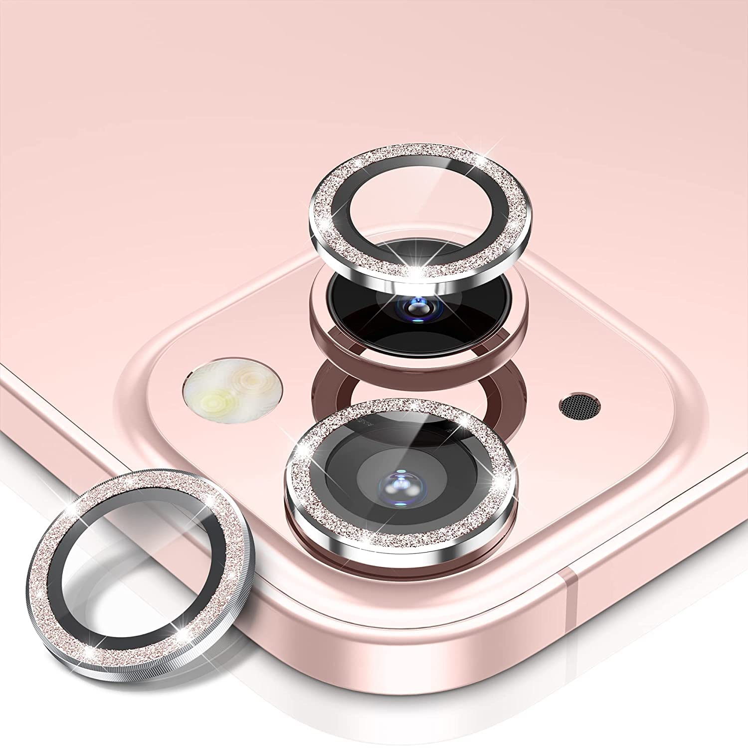 Voski iPhone 13 Mini Camera Lens Protector Sparkel Diamond Ring Metal Alloy HD Glass for iPhone