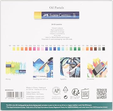 Faber-Castell Creative Studio Oil Pastels, RHS Special Edition Multicoloured, Set Of 24, For Art, Craft, Drawing, Sketching, Home, School, University, Colouring