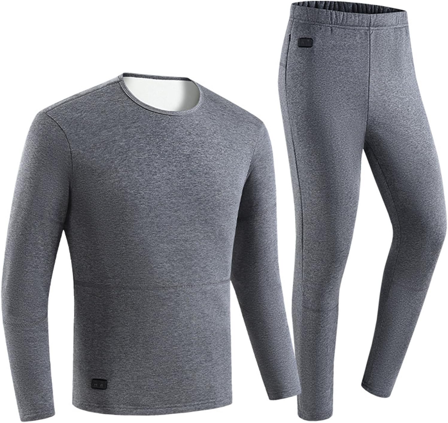 Heated Thermal Underwear Top and Bottom Set for Men Fleece Lined Base Layer Winter Warm Shirt Pants, No Power Bank