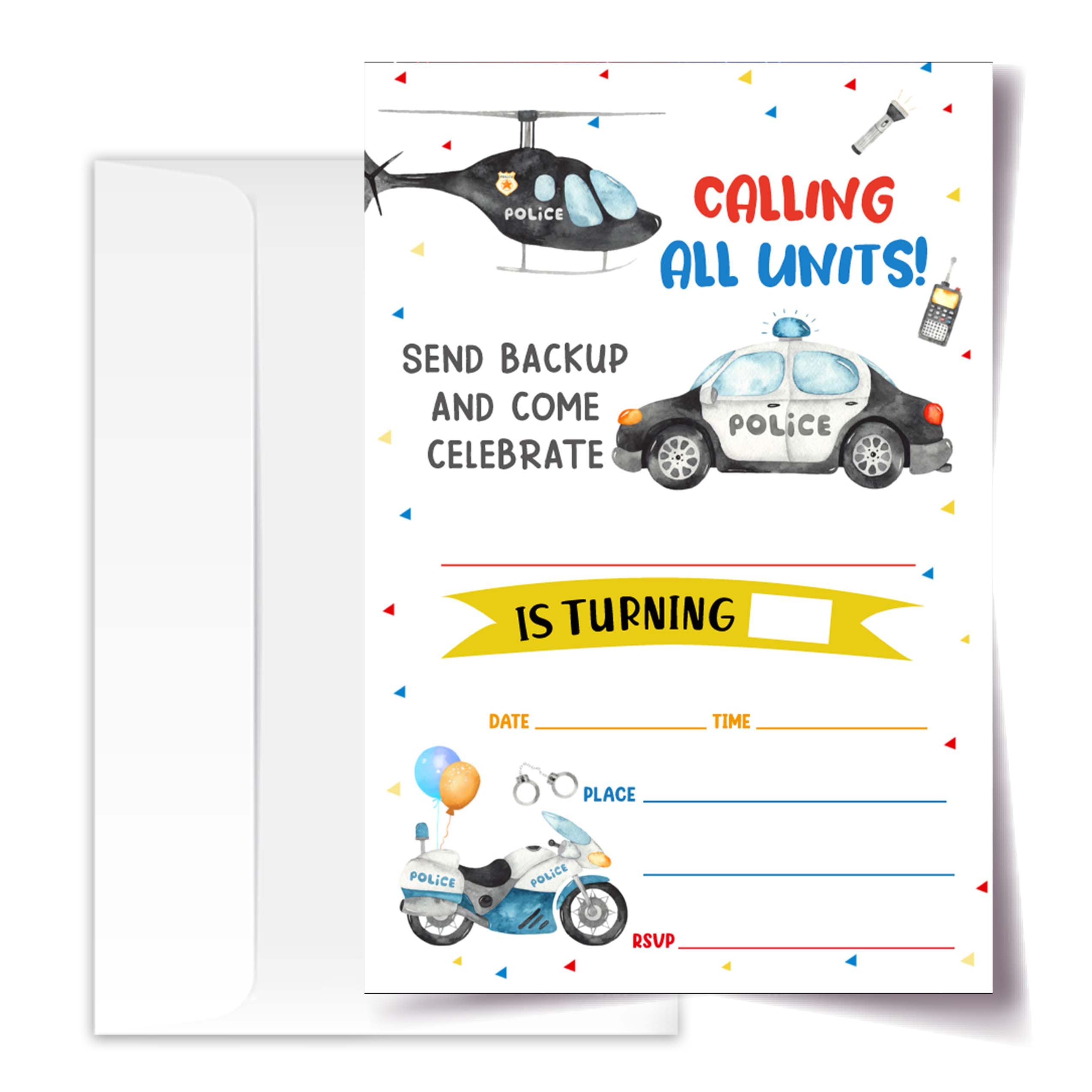 ANYEMW 4x6 Police Birthday Invitations, Police Birthday Party Decorations, Police Birthday, Birthday Party Invitations For Boys Girls, Kids Birthday