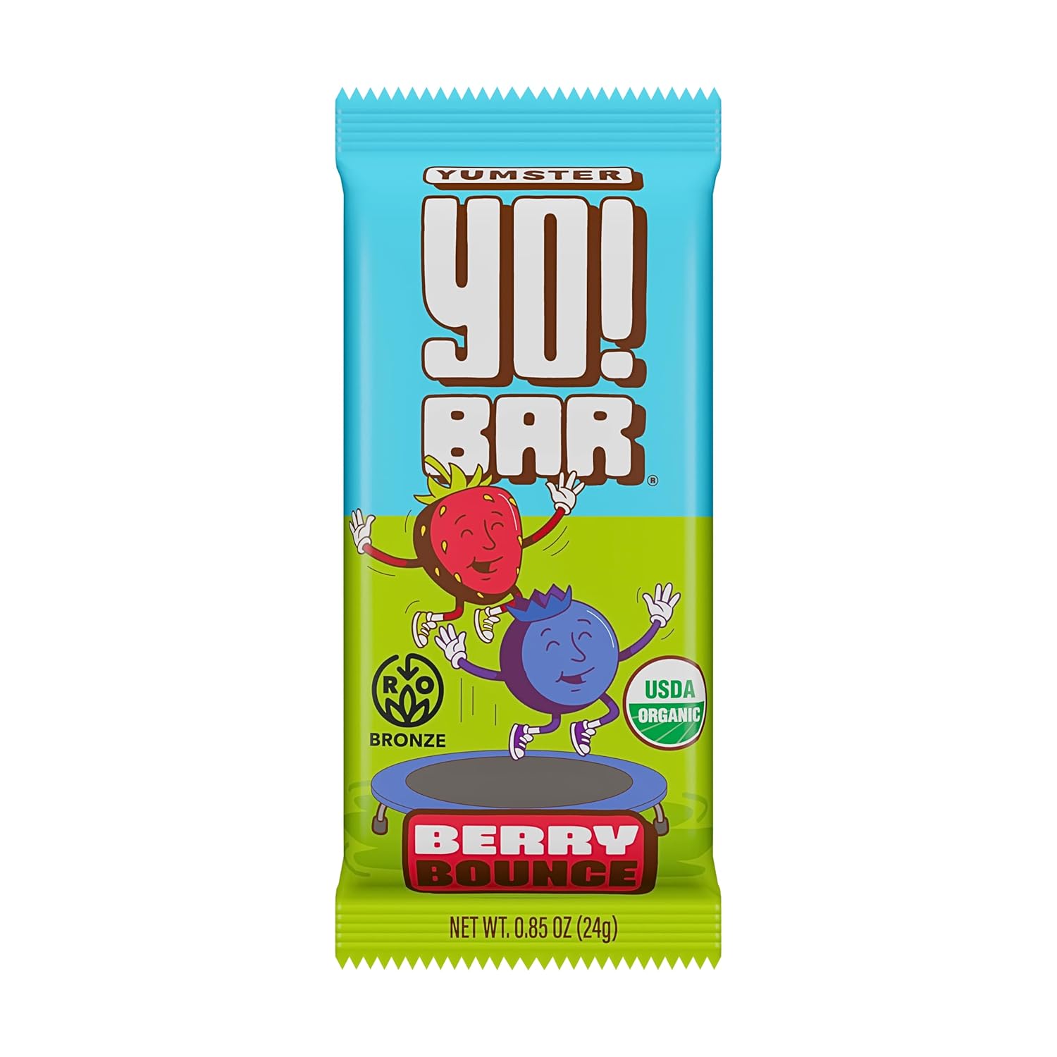Bearded Brothers Yumster Yo! Bar Vegan Kids Bars with Plant Based Protein Organic Kids Snacks Soy, Dairy, Gluten Free, Non-GMO - 25 Pack Berry Bounce