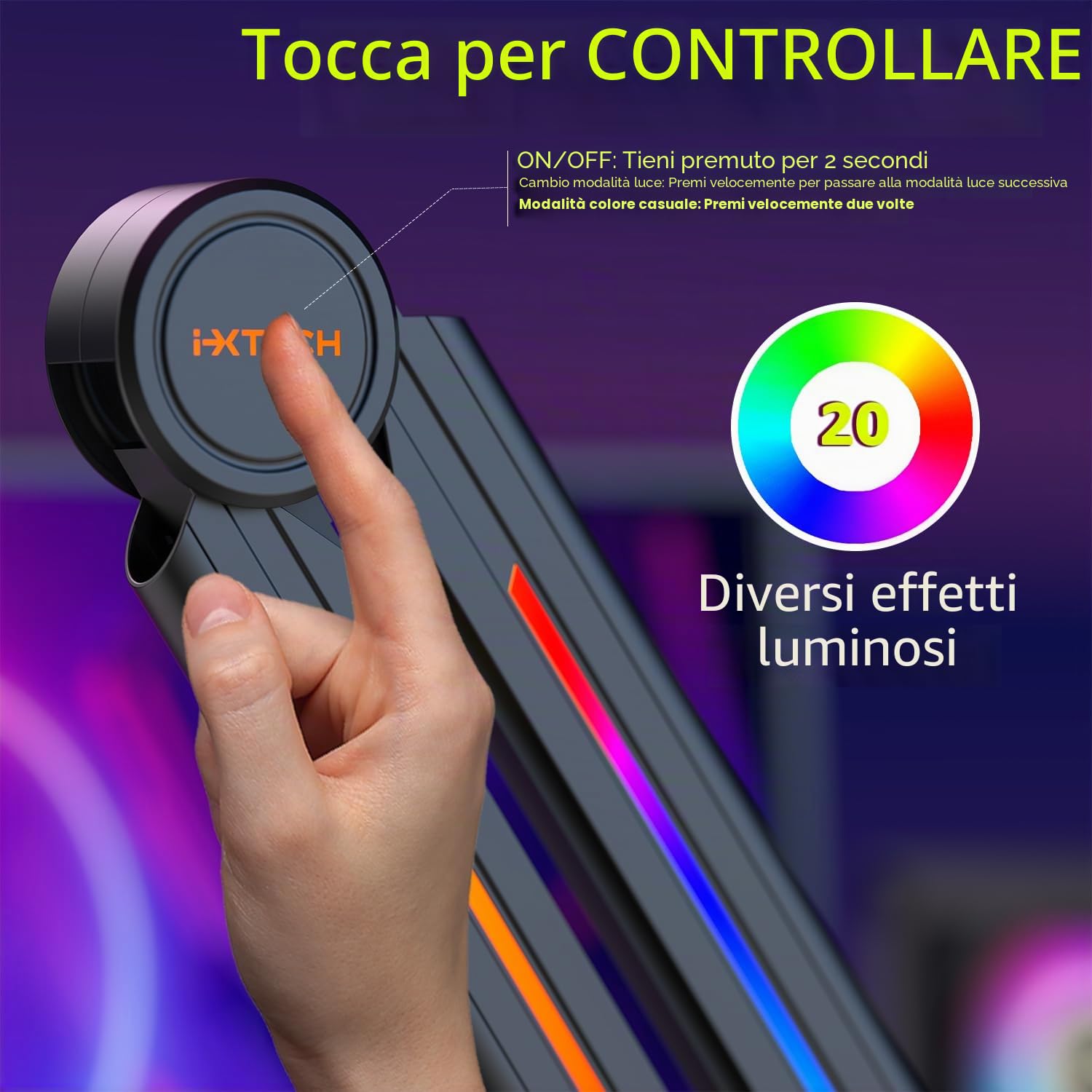 IXTECH Supporto per microfono RGB ad alto profilo, braccio per microfono da scrivania, supporto regolabile per microfono con supporto da scrivania, braccio per microfono per live streaming gaming