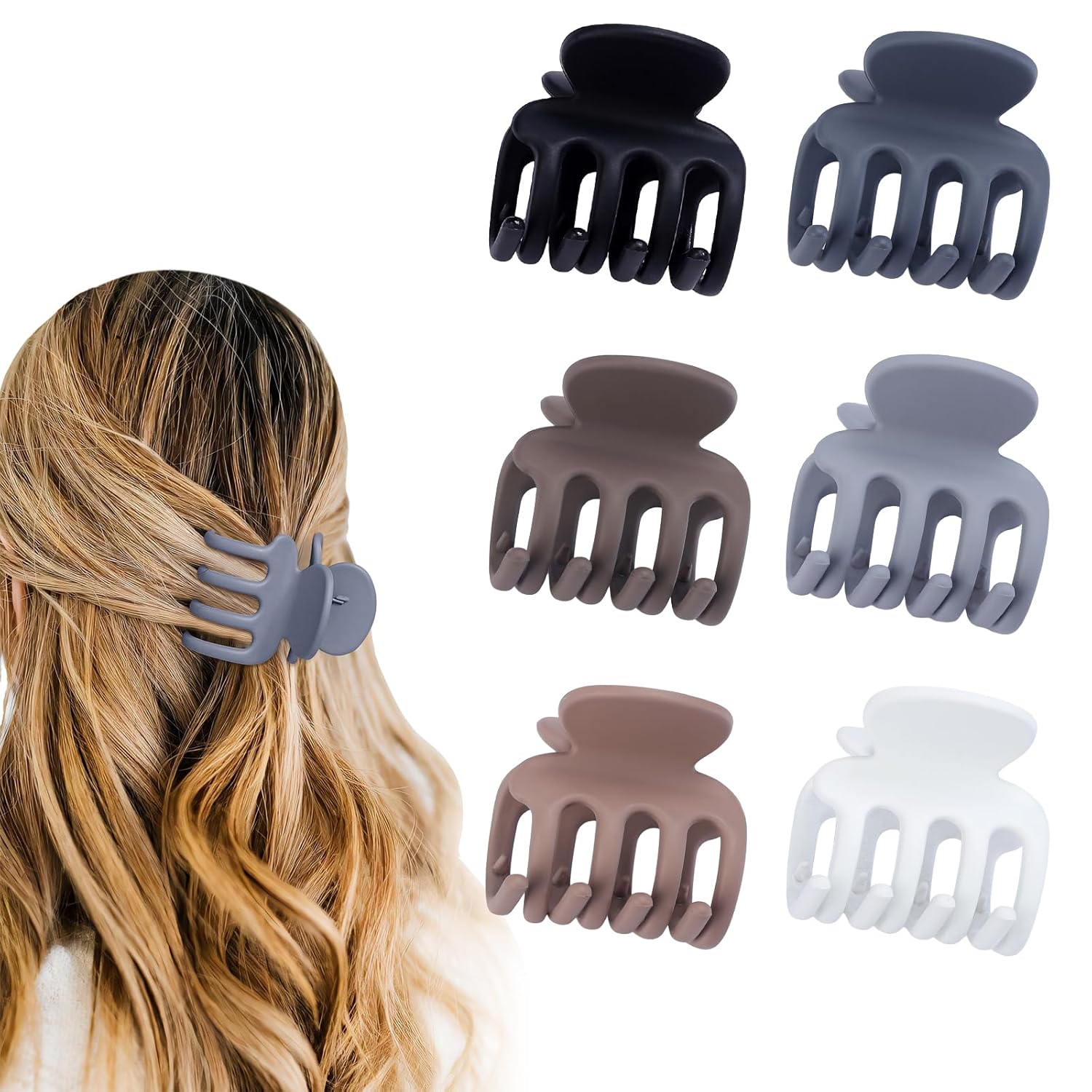 6 Pcs Hair Clips Small Claw Clips for Thin Hair Medium Matte Non-slip Hair Accessories for Women and Girls (Brown Grey) - Image 8