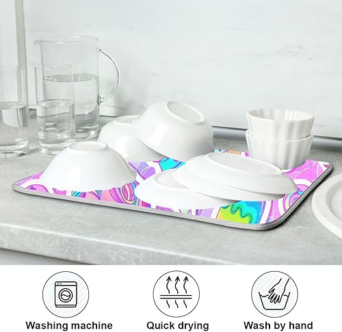 Miniatura 7 de Colorful unicorns Sweets Rainbow Dish Drying Mat Drying Rack Kitchen Counter Dish Drainer With Mat Tapete Para Cocina 16'' x 18''