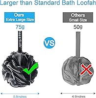 Vista 6 de AmazerBath - Esponja vegetal de 2.65 onzas, esponja de baño para hombre, juego de 4 unidades, color negro (grande)
