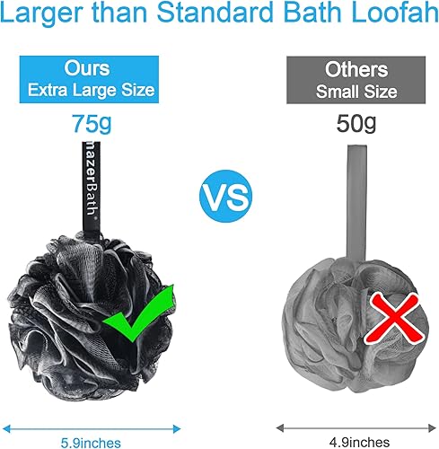 Vista 20 de AmazerBath Esponja de lufa de 2.12 oz/pieza, esponja de baño exfoliante para el cuerpo, juego de 4 lufas, cuarteto de algodón de azúcar