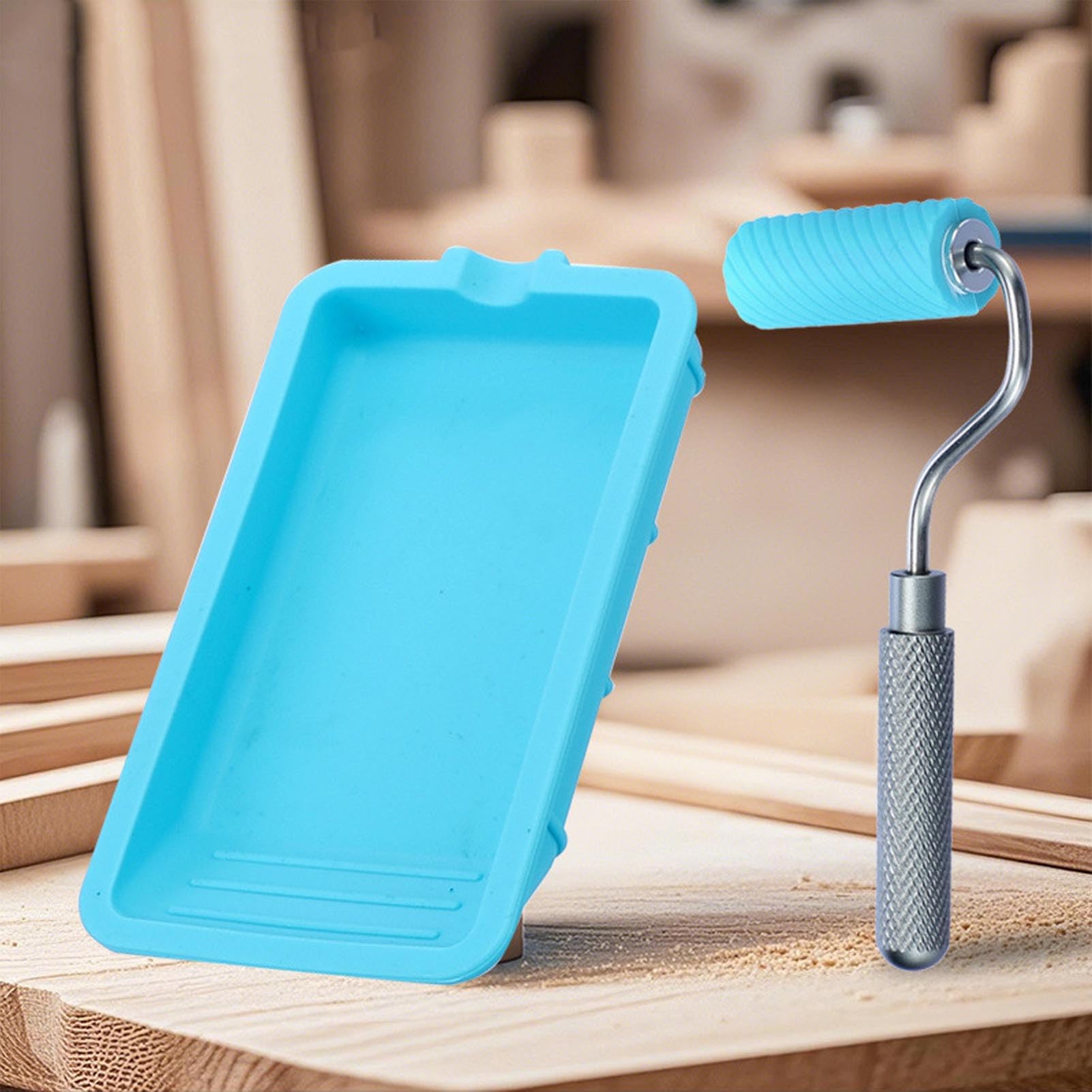 Wiederverwendbarer Farbroller mit Pinsel, weiche Latexrollen für Holzprojekte, Sila-Kleberroller & Pinsel-Set, perfekt für Heimwerker & Basteln
