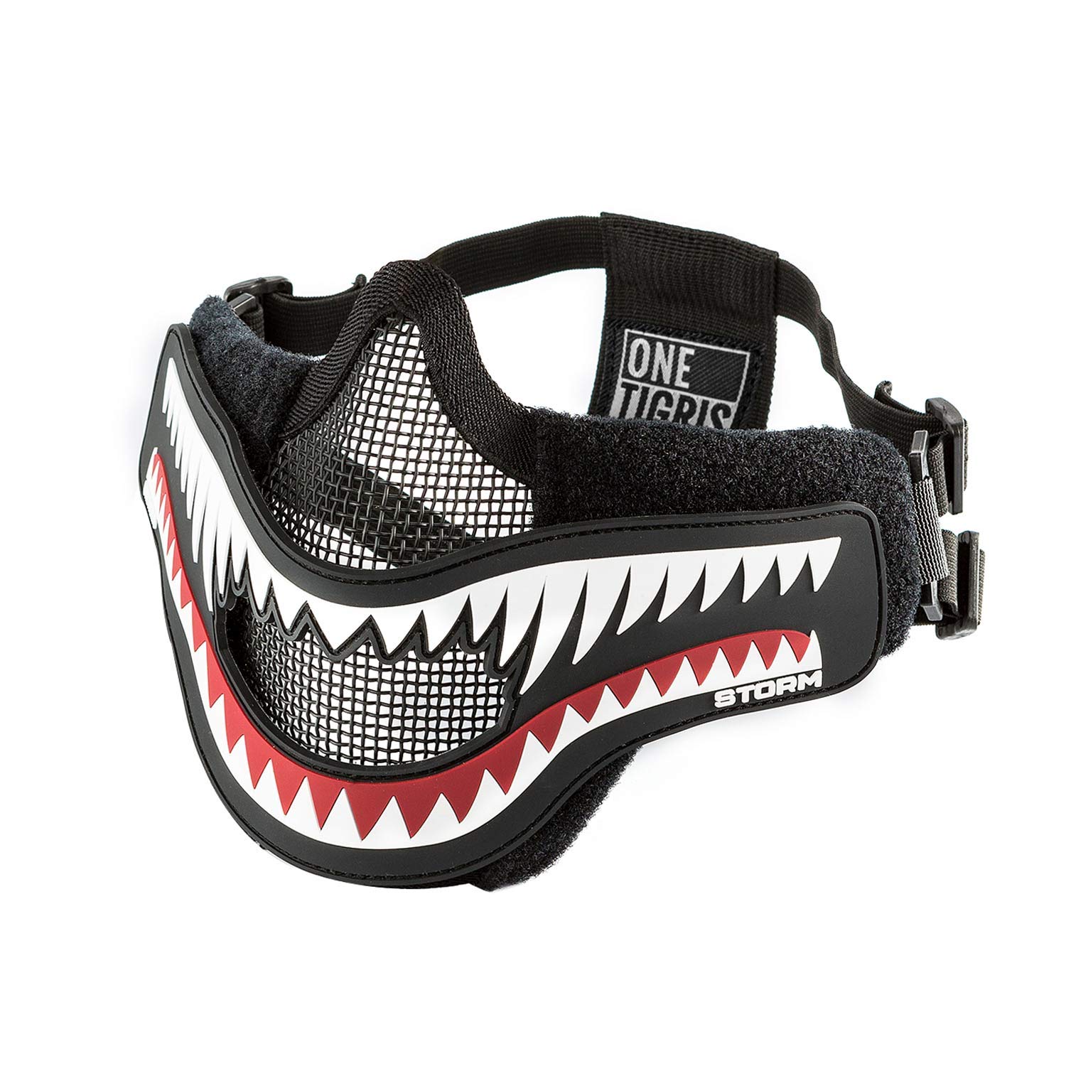 OneTigris X Storm Maschera Tattica a metà Viso con Rete di Protezione per Softair e Paintball, Pieghevole Regolabile con Cinghia Elastica, Lower Face Mask