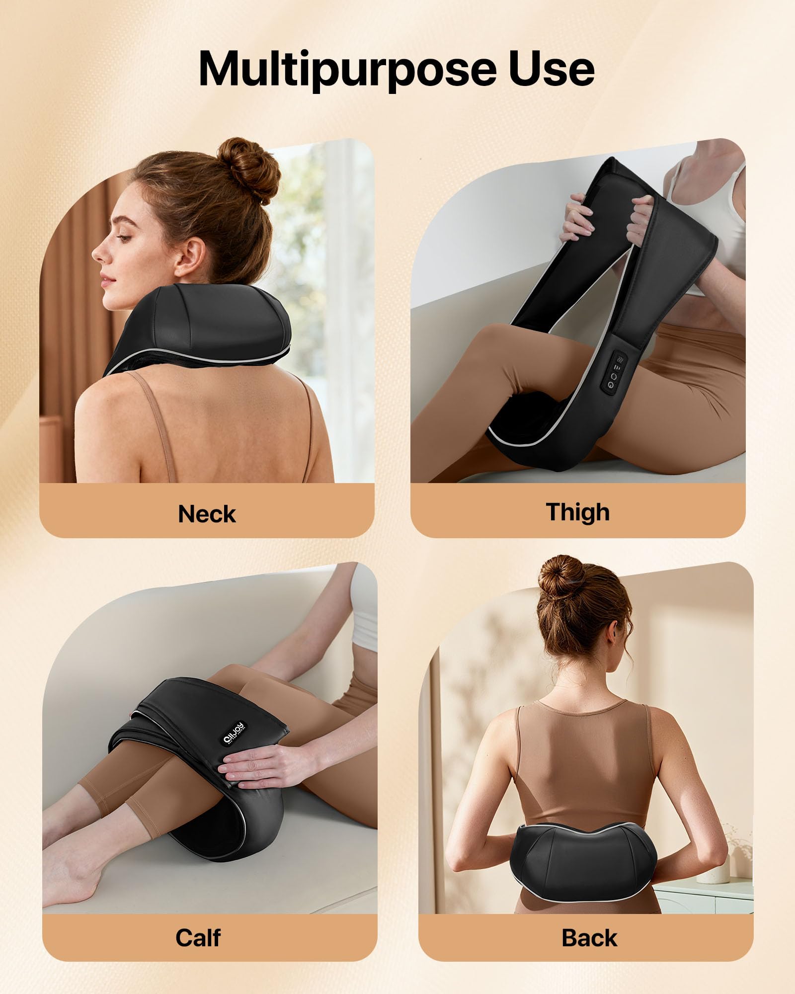 Masajeador Shiatsu de espalda y cuello con calor, almohada eléctrica ALLJOY de tejido profundo 3D, para aliviar el dolor de cuello, uso cómodo en la oficina en casa, idea de regalo para papá, mamá