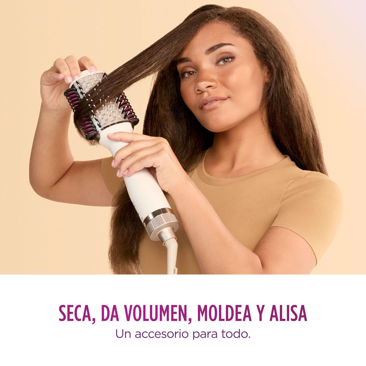 Cepillo y peine térmico alisador y moldeador Shark SmoothStyle, modos Seco y Húmedo, cepillo de aire caliente con 3 temperaturas, resultado suave y voluminoso para todo tipo de cabello, Seda HT202EU
