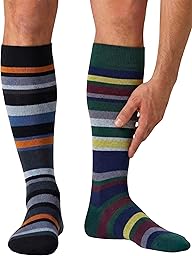 o-day Filo di Scozia Men's Long Socks with Coloured Stripes Pattern Set of 2 Pairs Knee Height Breathable Made in Italy