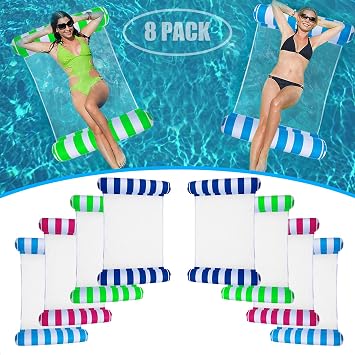 8/2 Pack Inflatable Pool Floats Adult,Plus Size 4-in-1 Multifunctional Pool Hammock Floating Lounge Chairs,Suitable for Vacation,Leisure,Pool Parties