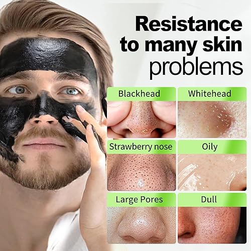 Miniatura 6 de JVR Máscara eliminadora de puntos negros + exfoliante facial para hombres 2 en 1 máscara negra de carbón, máscara facial purificadora y limpieza