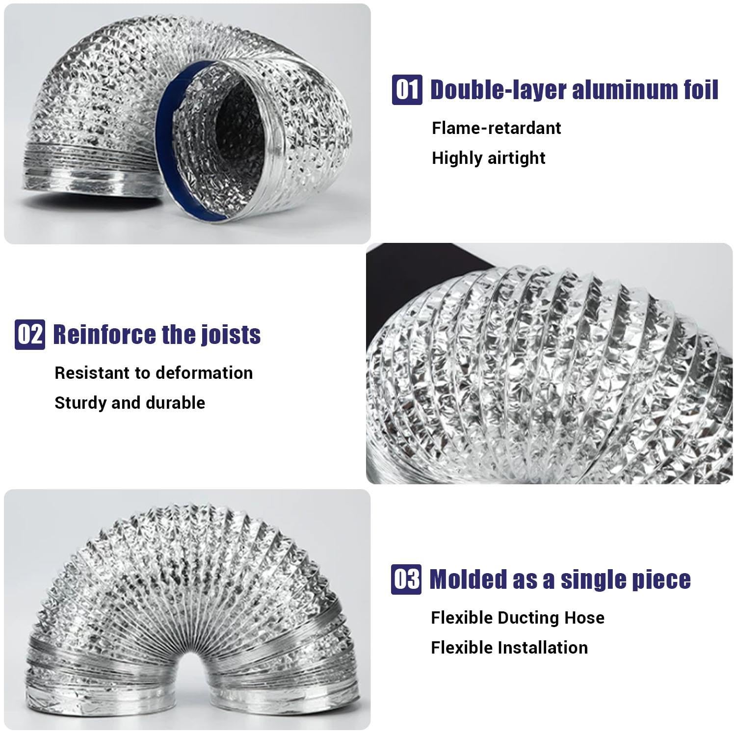 Tuyau D'évacuation D'air En Aluminium Flexible Pour Ventilation 120mm
