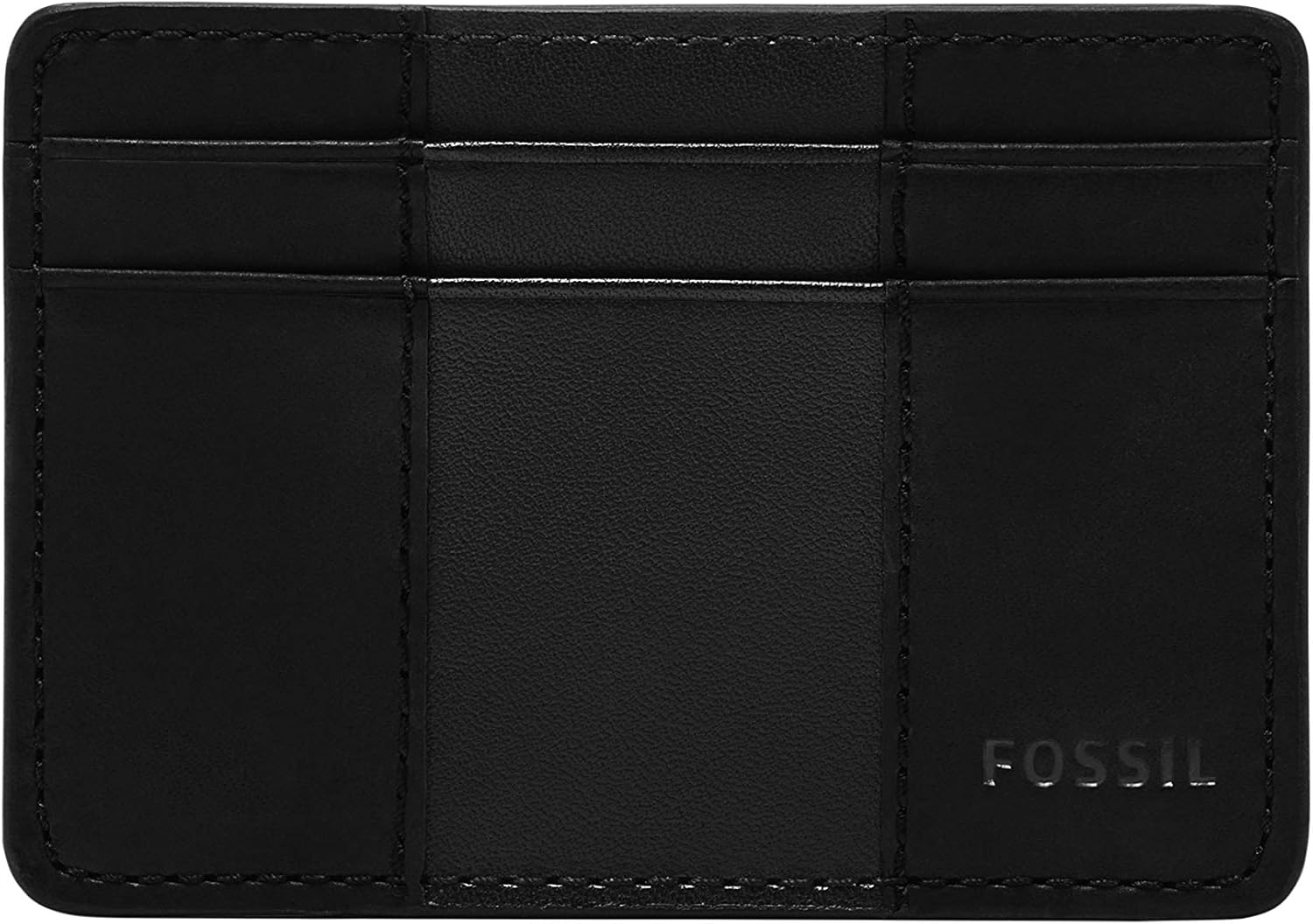 Fossil Cartera minimalista de cuero para hombre con bolsillo frontal