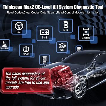 Thinkcar 2026 Thinkscan Max2 Wireless OBD2 Scanner No Subscription | Lifetime Software Upgrade, Full System Diagnosis, CAN-FD & FCA AutoAuth Support, 28+ Resets, ABS Bleed, Crankshaft Relearn