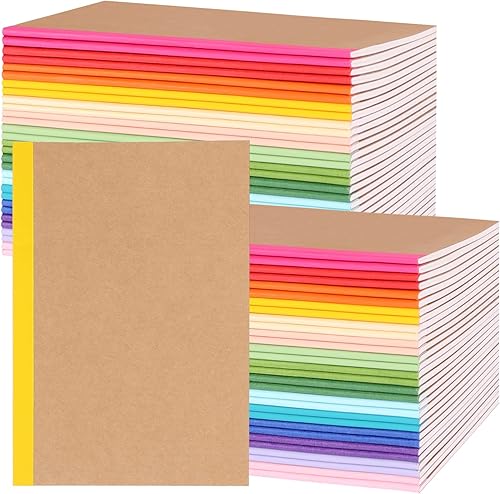 EOOUT Paquete de 60 cuadernos de papel kraft A5 cuadernos de composición a granel 15 colores con espinas de arco iris 60 páginas para niños mujeres