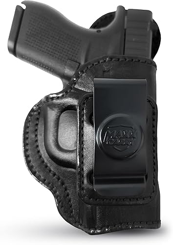 PH - Funda de cuero genuino para pistola Glock G42, funda táctica de cuero Iwb, funda de transporte oculta de cuero, cómoda apéndice de transporte