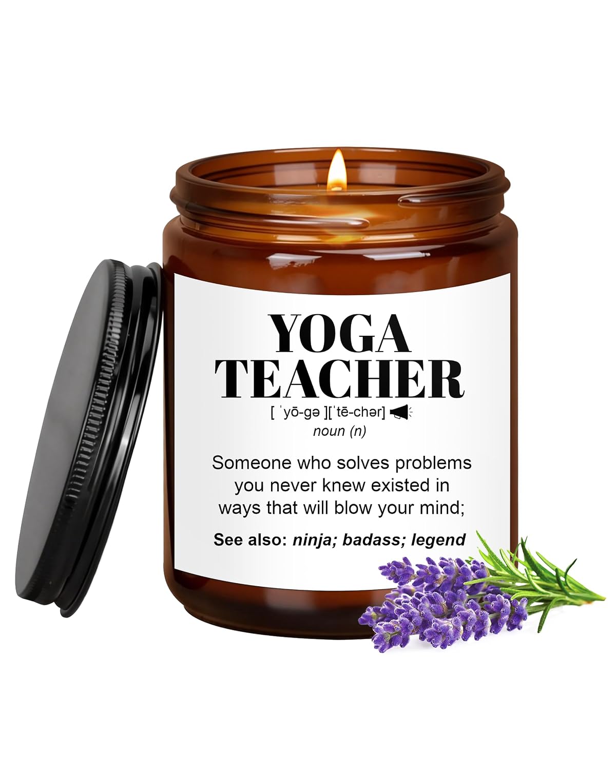 Yoga Teacher Gift Funny Namaste 7oz Scented Candle(Candle-Yoga Teacher) | Candle Meditation Lavender Scented Candle Appreciation Gift for Yogic Instructor Pilates Lover