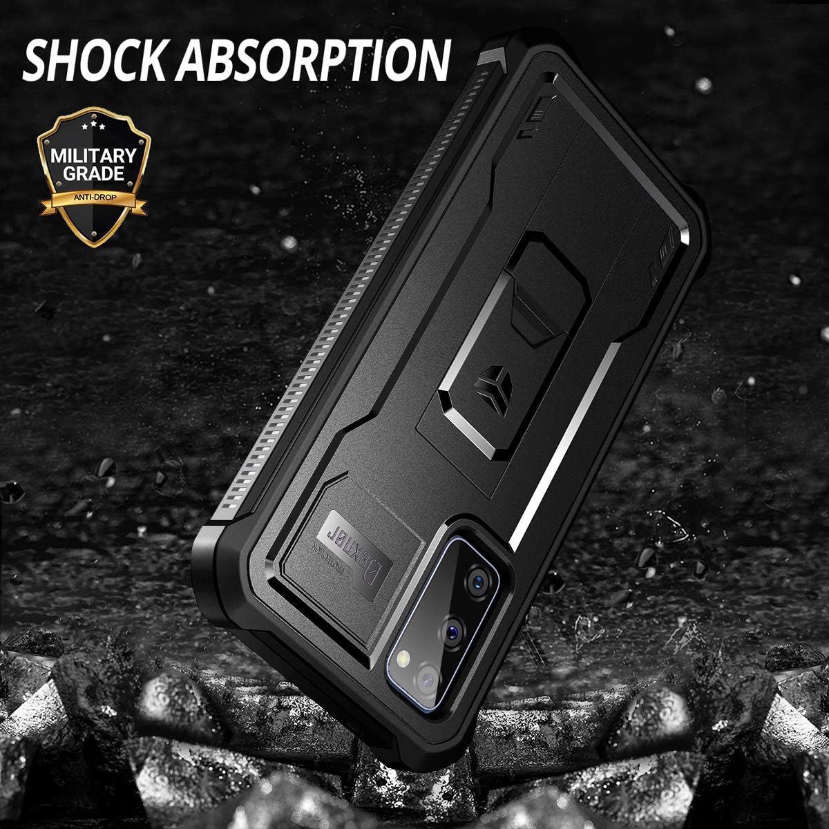 Dexnor for Samsung Galaxy S20 FE Case, [Built in Screen Protector and Kickstand] Heavy Duty Military Grade Protection Shockproof Protective Cover for Samsung Galaxy S20 FE 5G, 6.5 inch Black - Image 7