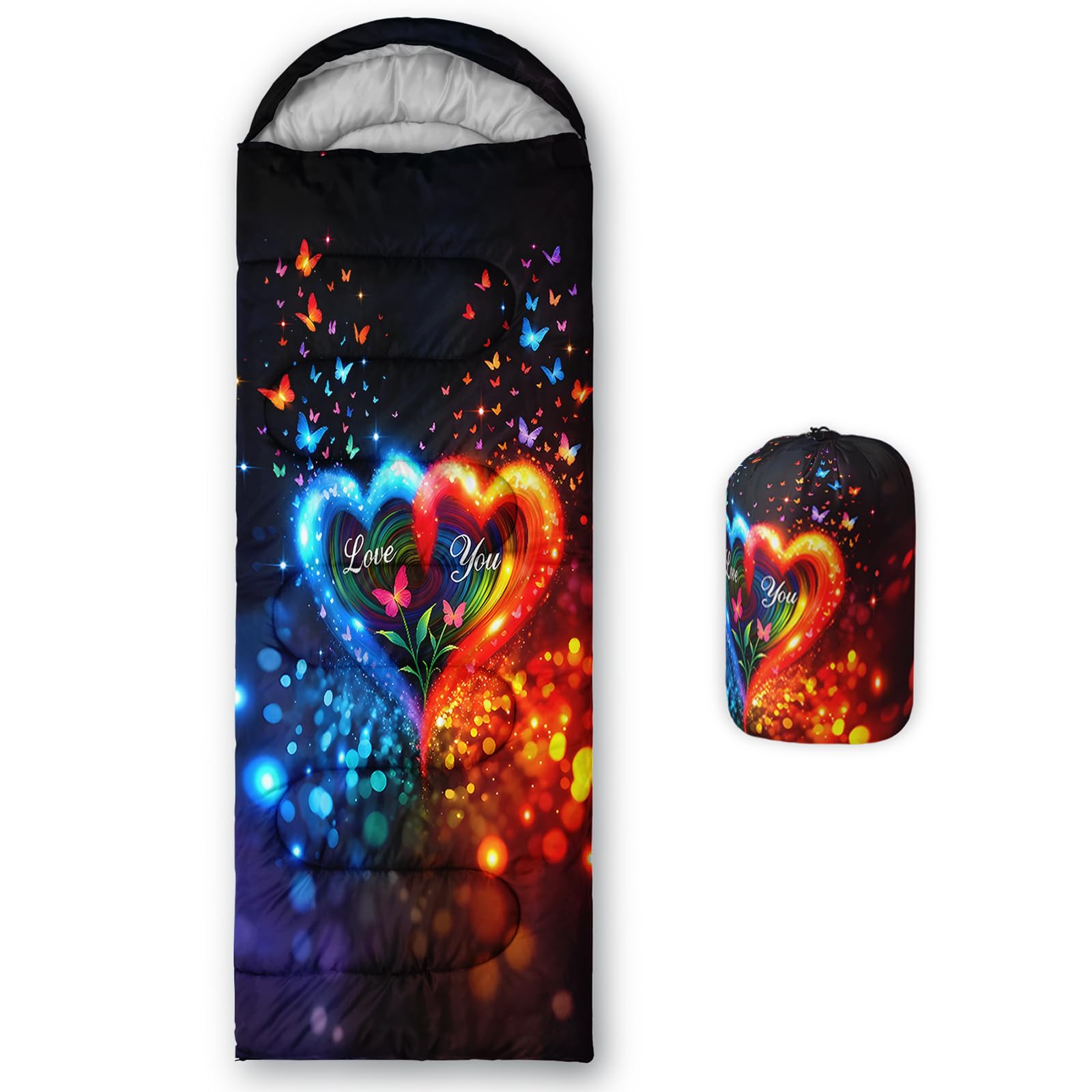 QOOMO Ball Flower Camping Sleeping Bags,3 Season Warm &amp; Cool Weather,Lightweight,Waterproof Sleeping Bags for Adults &amp; Kids,Traveling,and Outdoors,Camping Gear Equipment