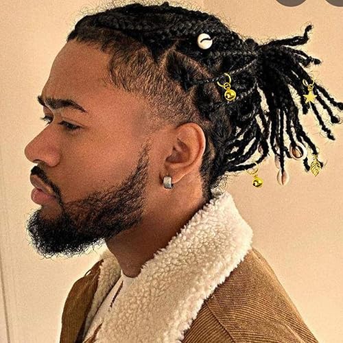 Miniatura 6 de Qingchuang 241 piezas de joyas para el cabello para trenzas, rastas de metal dorado y plateado, conchas de imitación de madera, puños ajustables,