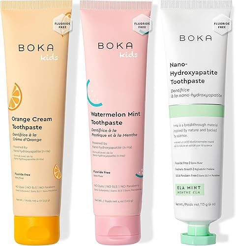 Miniatura 8 de Boka Pasta de dientes sin flúor Nano hidroxiapatita - Sabor a sandía y menta, 4 onzas 1 paquete Fabricado en EE. UU