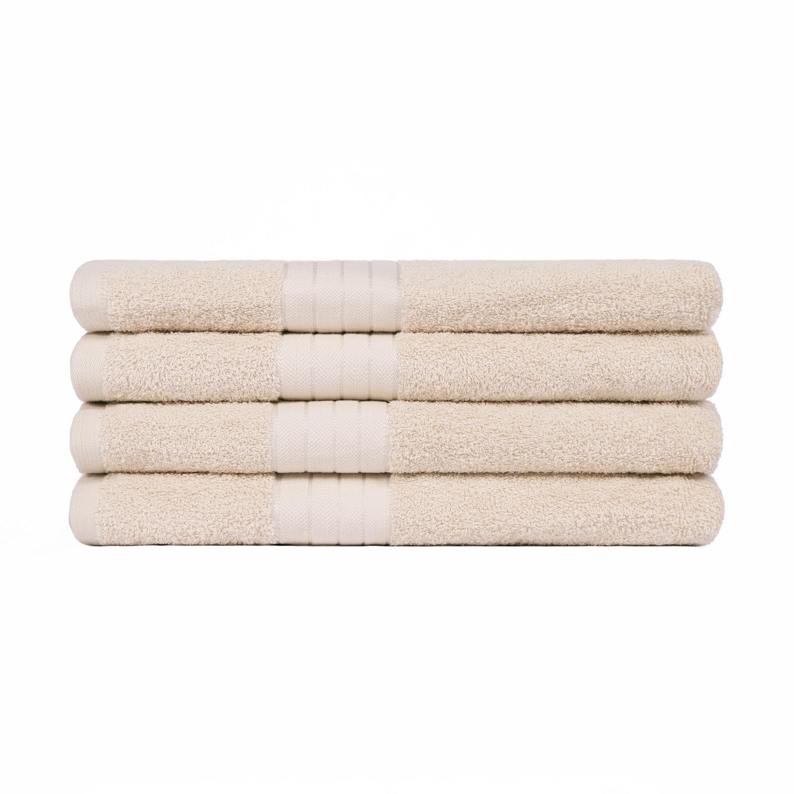 Brentfords Jumbo Microfibre Bath Sheet Towel, Super Absorbent Quick Drying Bath Towel Sheet 100% Cotton Bath Towels Extra Large Bathroom Sheets, Beige 90cm x 150cm Set of 4 โ image 1