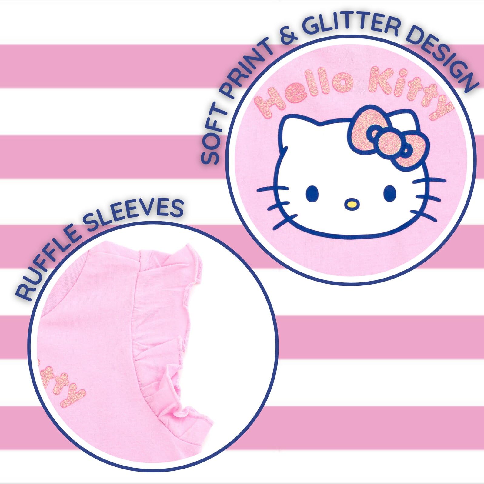 Hello Kitty Geburtstag Mädchen T-Shirt und Satin-Rock Outfit Set Kleinkind bis große Kinder Größen (2T - 14-16)